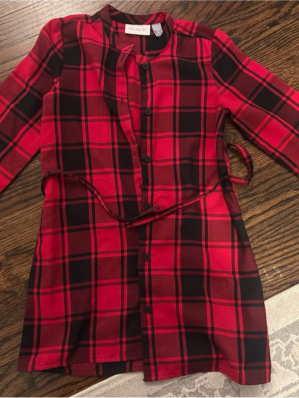 The Children's Place Red and Black Plaid Button-Front Shirt Dress